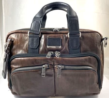 Tumi Alpha Bravo Albany Sim Briefcase Laptop Bag 100% Leather 932640DBL Reg $625