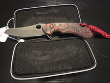 Olamic Custom Wayfarer Red and Titianum Folding Knife with /Box