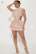 Fashion Nova Pink Ruffle Mini Dress size large