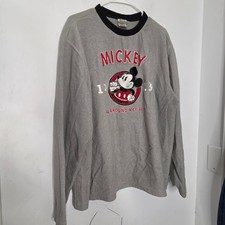 Disney Store Mickey Mouse Fleece Sweatshirt Gray Mens Large Embroidered 1928
