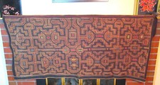Embroidered Vintage Shipibo Textile, Peruvian Amazon Natural Dyes Museum Quality