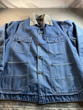 Vintage Big Mac Denim Chore Jacket Size 48 Dark Wash Union Made USA