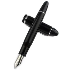 Jinhao X159 Fountain Pen Gift Black With Silver Clip Fine Nib Acrylic Screw Cap