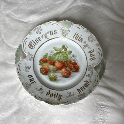 Porcelain Collector Plate Round Fruit Pattern 'Give Us This Day Our Daily Bread'