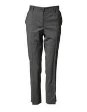 Dolce & Gabbana Dark Gray Check Tartan VirginWool Dress Women's Pants