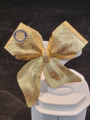 Vintage Rotary International Club Bow Brooch Large Gold Tone Satin Finish...
