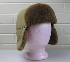 Vintage 60s LL Bean Goose Down Hunting Hat Trapper Cap Fur Ear Flaps Quilted