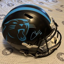 Jeremy Chinn Autograph Carolina Panthers Full Size Replica Helmet Beckett COA