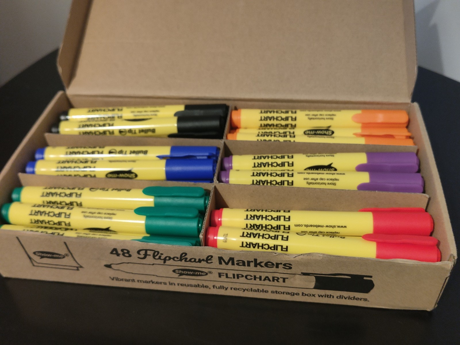 Marqueurs flipchart Show-me feutre paperboard pointe moyenne assortis x48
