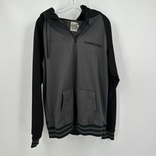 Cinch Mens Hoodie Size M Gray Black Quarter Zip Western Rodeo Logo Pullover