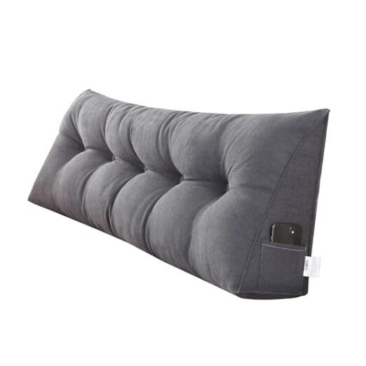 Triangular Wedge Pillow Headboard for California King Bed 71x8x20 In Dark Gray Support-image