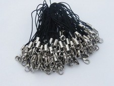 BULK 100 Black and silver cell phone strap 70mm with lobster clasp