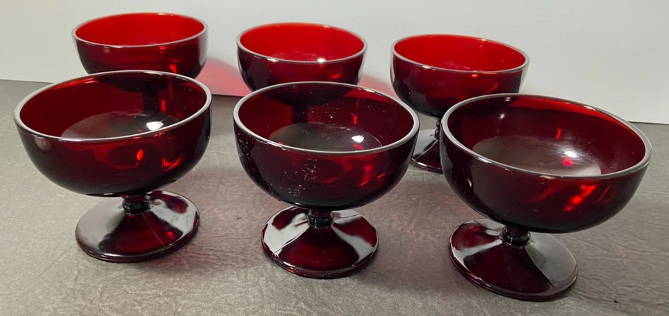 Vintage ANCHOR HOCKING MONARCH ROYAL RUBY RED GLASS 3" DESSERT SHERBETS Set Of 6 - Image 4 of 4