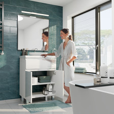 paplinskimoebel Schrank unter Waschbecken Schmal 40cm tief mit Arbeitsplatte SET