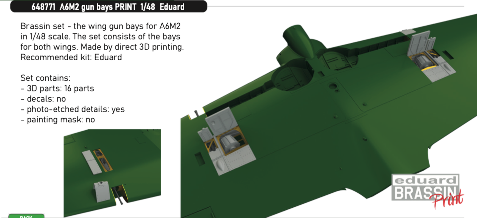 Eduard Brassin 648771 1:48 Mitsubishi A6M2 Zero gun bays 3D-printed