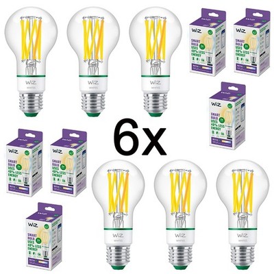 Bundle 6x WiZ Smarte LED Glühbirne Wi-Fi 60W E27 6er Pack Transparent Neuware