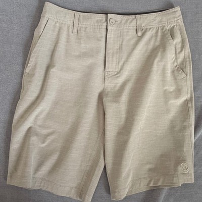 Hang Ten Hybrid Shorts Mens 32 Tan Khaki Heathered Quick Dry Surf Casual