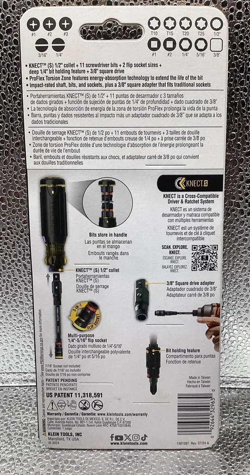 Klein Tools 32516HD KNECT 16-in-1 Impact-Rated Hybrid Screwdriver/Nut Driver - Image 2 of 2