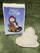 Vintage Longaberger Pottery Snow Friends Sleigh Belle Cookie Mold, Made in USA