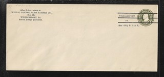 US Precancel Envelope: PA Williamsport 1a1 A 21 30 Unused (Central Penn. Lumber)