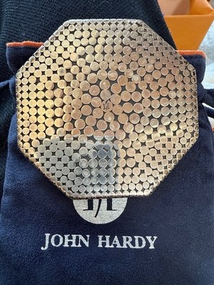 John Hardy Sterling Kali Compact Mirror Pebble Design Designer Accessory Rare 