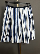 Talbots Petites Sz 6 Lined Vintage 100 Cotton A-Line Skirt Coastal Blue Stripes
