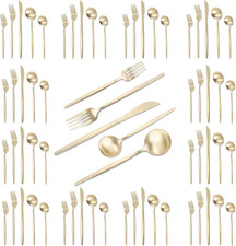 Champagne Gold 60-Piece Stainless Steel Flatware Set for 12, Dishwasher Safe