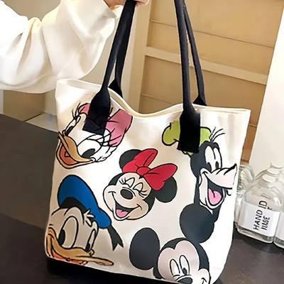 Tragetasche Mickey Minnie Maus Buntes Cartoon-Design Schultertasche Reissverschl