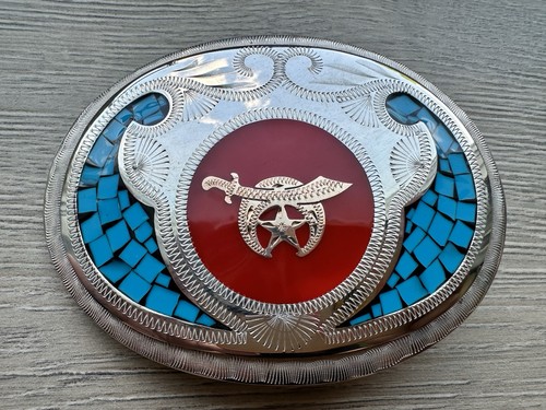 VINTAGE SHRINERS BELT BUCKLE HANDCRAFTED DENVER COLORADO