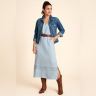 Pure Jill Linen Embroidered Shift Dress Blue Sleeveless Midi Petite M