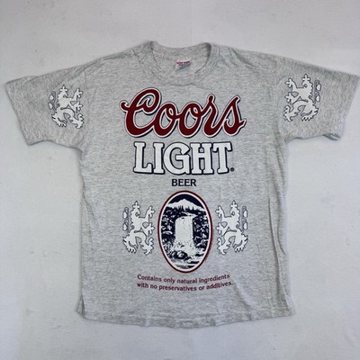 Coors Light Original Vintage T-shirt Single Stitch Heather Grey 1993 90s 4 Sided
