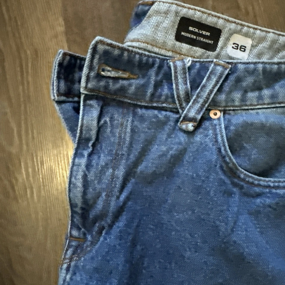 Volcom Jeans Mens 36 x 31 Blue Denim Pants Solver Modern Straight Leg Dark Blue - Image 3 of 4