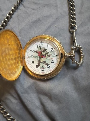 Vtg ACME Armitron Tasmanian Devil Railroad X Pocket Watch w/ Chain - Main Image