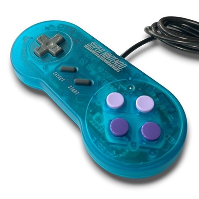 OEM SNES Controller Clear Teal Blue NEW 6FT Cable Tested Super