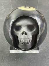 REAL NATURAL BLACK 8 Ball ONYX BILLIARD SKULL CARVING Vintage