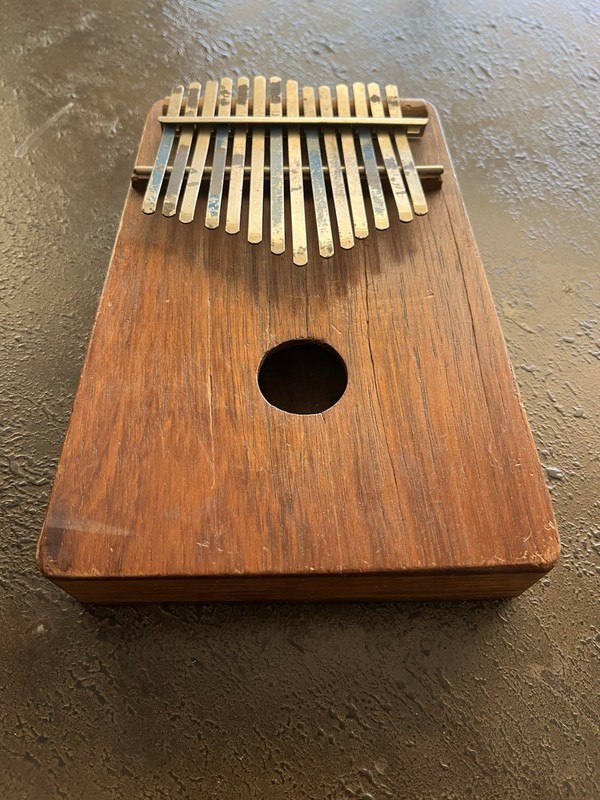 Kalimba Musical Instruments Ltd. Vintage Thumb Piano Wood Body Metal Tines Label