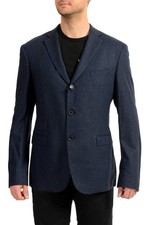 Hugo Boss Men's "Ruven1" Blue Wool Three Button Sport Coat Blazer US 44R IT 54R