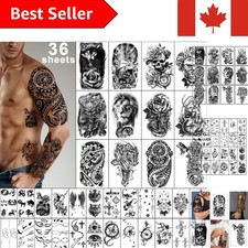 36 Sheets Waterproof Temporary Tattoos - Large Arm  Tiny Stickers for Adults
