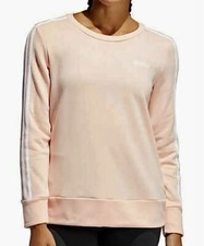 New Adidas Women  s 3 Stripe Long Sleeve Crew Neck Sweatshirt Small S Pink
