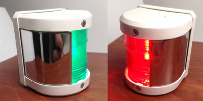 MARINE BOAT GREEN STARBOARD AND RED PORT SIDE LED NAVIGATION LIGHT - WHITE