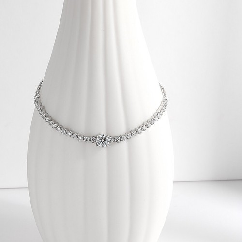 Full Real Moissanite Tennis Bracelet for Women S925 Silver 18K White Gold Plated - Picture 7 of 13