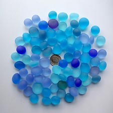 round sea beach glass 12-15mm 20 pcs pebble lots blue purple-blue jewelry use