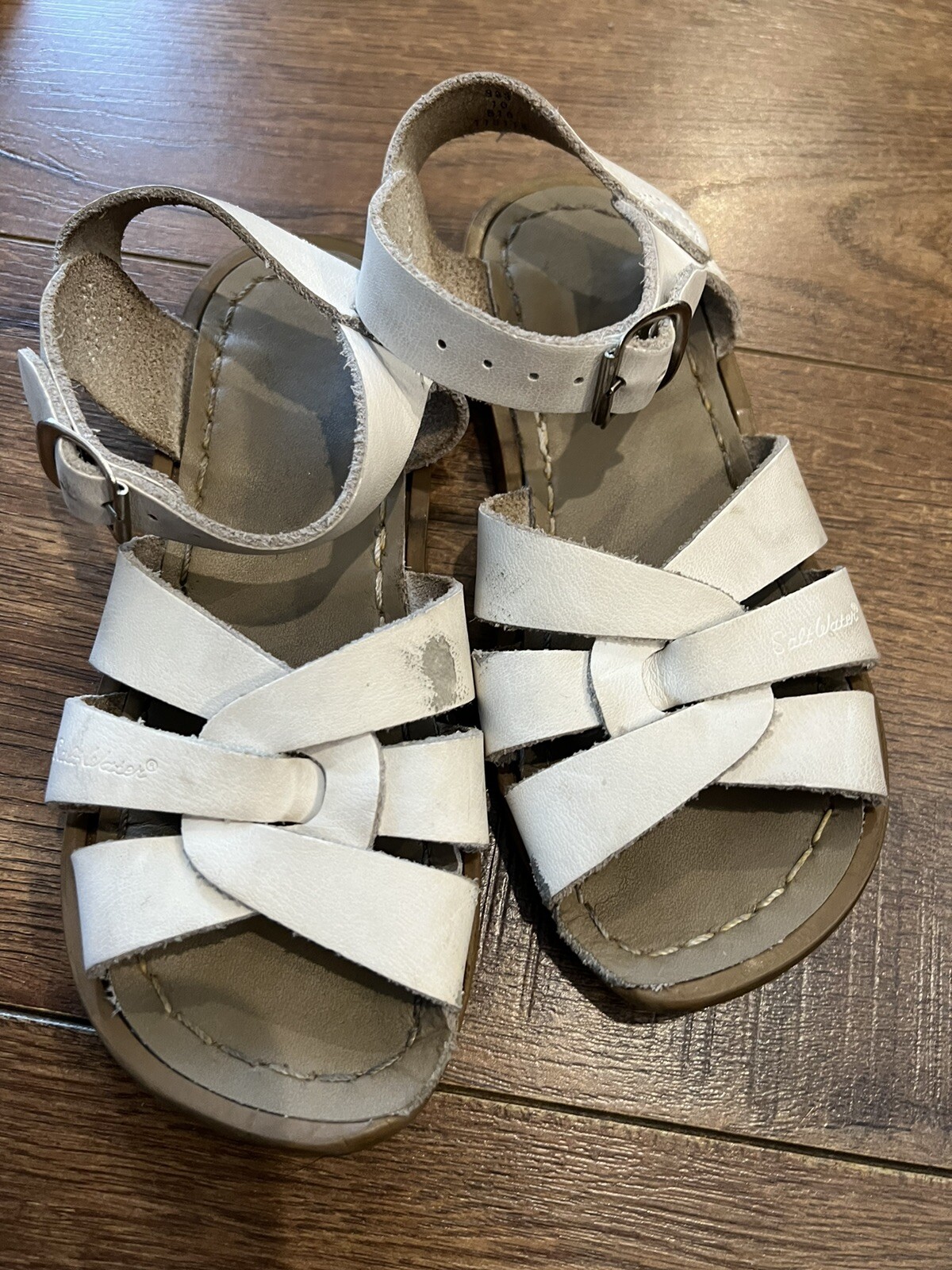 Saltwater Salt Water toddler girl white sandals shoes size 10 eBay