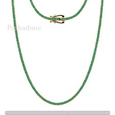 4.50 CT Round Cut Full Natural Emerald Tennis Necklace 14k Yellow Gold 16.5"