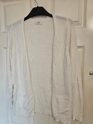 Geschlossene elfenbeinweiße Strickjacke Größe L