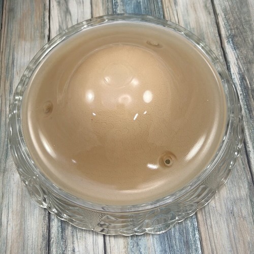 Vintage Beige and Clear Ceiling Glass Shade Art Deco Scrolled Edge 10" diameter - Picture 4 of 9
