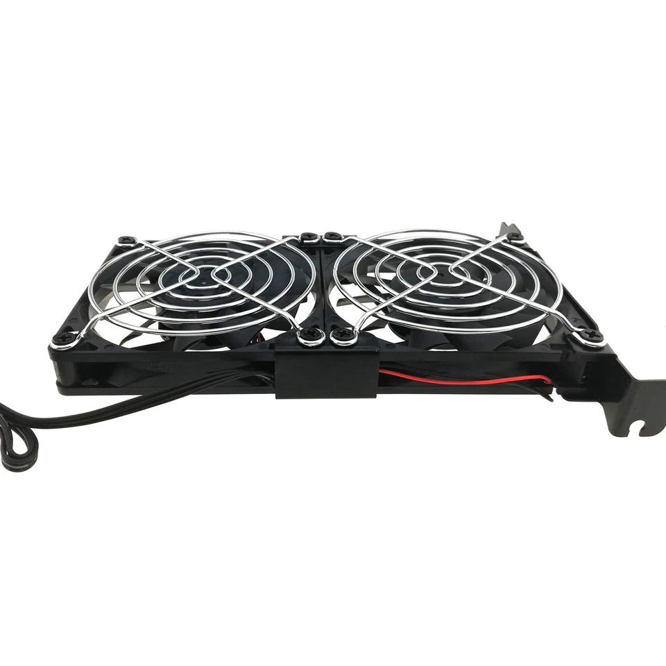Graphics Card Slim Cooler Dual 80mm Fans PCIe Slot GPU Quiet Cooling 3/4pin 12V - Image 2 of 4