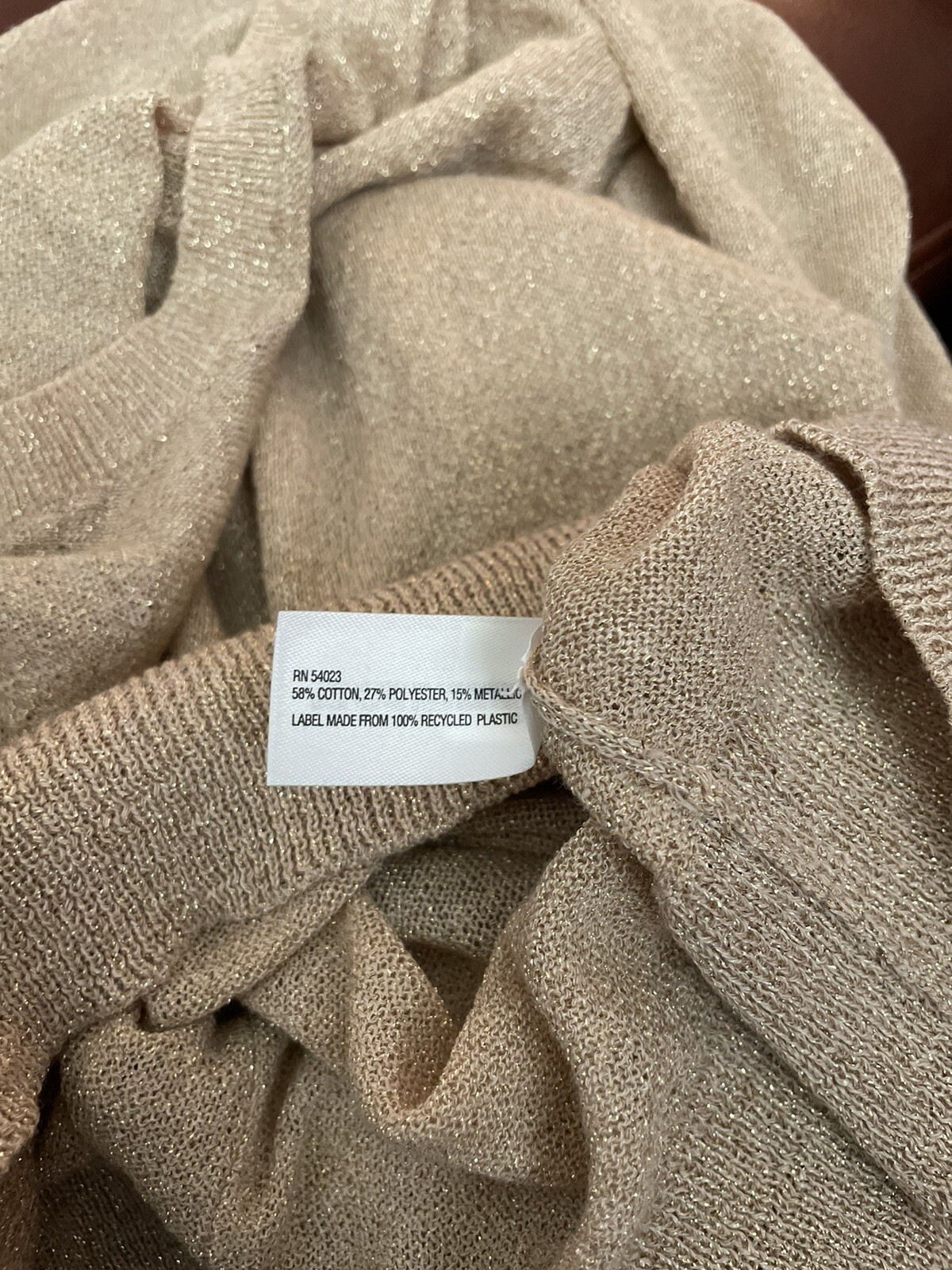 NEW!!! GAP Gold Knit Top Semi-sheer 3/4-Sleeves Stretchy Sparkly Fun MEDIUM NWT