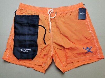 HACKETT LONDON Herrengröße 2XL LW besticktes Logo Badeshorts neu mit Etikett orange Volley