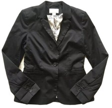 H M Black One Button Blazer Lined Jacket Size 6 Women s